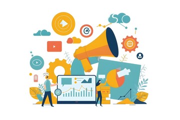 Aufkleber - Marketing and Business Analytics Visualization with Flat Design Elements