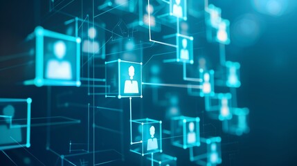 Aufkleber - Organization chart with hierarchy structure of teams and employees in company Business process and workflow automation with flowchart Business and technology concept : Generative AI