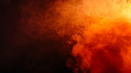 Poster - Orange and red steam on a black background Copy space : Generative AI