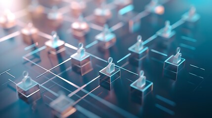 Business process and workflow automation with flowchart Organization chart with hierarchy structure of teams and employees in company Business and technology concept : Generative AI