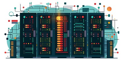 Poster - Server Technology Information Data Digital Modern Minimal Trendy Flat Design Concept