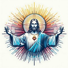 Wall Mural - A drawing of a jesus christ with his arms out image art harmony harmony illustrator.