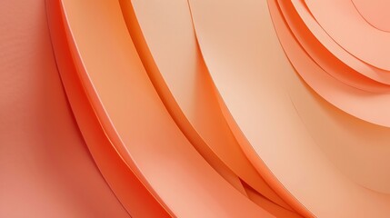 Poster - Abstract colored paper texture background Minimal paper cut composition with layers of geometric shapes and lines in peach color background Top view : Generative AI