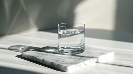 Poster - Glass of water on marble board : Generative AI