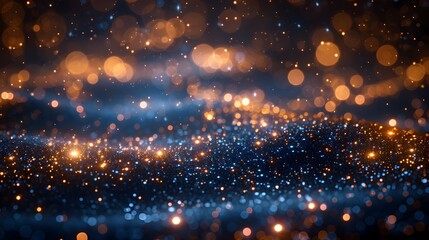 Poster - Glittering Celestial Background with Shimmering Gold and Blue Particles