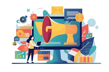 Poster - Flat Design of Modern Digital Marketing and Trending Technological Solutions