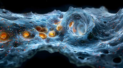 Fototapete - Captivating Microscopic Landscape of Vibrant Animal Cell Structure