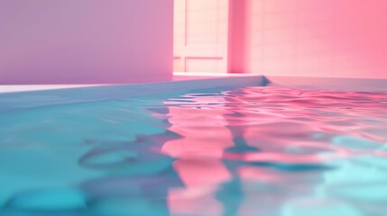 Wall Mural - Minimalist wallpaper Blue pink vaporwave swimming pool relax water Vacation dreams  time concept : Generative AI