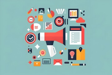 Aufkleber - Comprehensive Marketing and Advertising Concept with Minimal Flat Elements