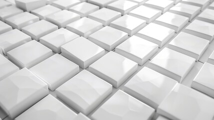 Poster - Close up Modern floor abstract white concrete tile wall background and texture Abstract background or seamless pattern of tiles in white and gray colors Square ceramic mosaic cube patt : Generative AI