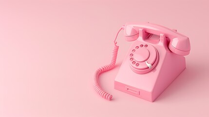 Wall Mural - Creative layout with pink retro phone handsets on pastel pink background 80s or 90s retro fashion aesthetic telephone concept Minimal romantic handset idea Valentines day idea : Generative AI