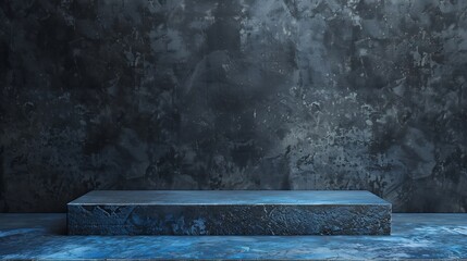 Poster - Black and blue abstract cement step wall or podium and studio room  interior texture for display products wall background : Generative AI