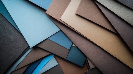 Poster - From above layout of colorful cardboard sheets in brown and grey shades : Generative AI