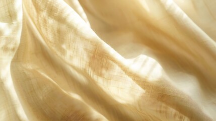 Aufkleber - Aesthetic neutral beige linen texture background with a soft abstract sunlight shadows and folds : Generative AI
