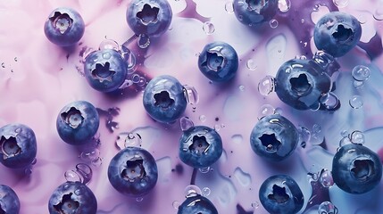 Poster - Creative layout made of blueberry on the watercolor background Flat lay Food concept : Generative AI