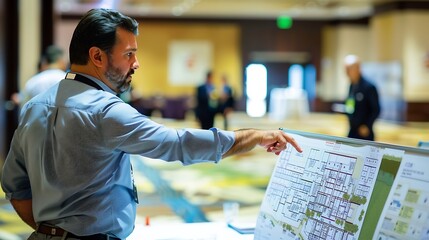 Leinwandbilder - Convention planner discussing the floor plans : Generative AI