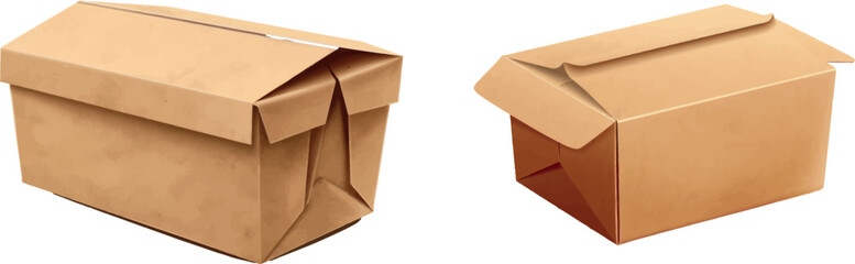Poster - Brown paper lunch vector food craft box package vector mockup