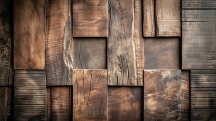 Sticker - A wooden wall with a pattern of planks showing distinctive wood texture