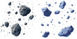 © Zaleman - Stone asteroid belt realistic vector illustration. Meteor, space boulder or rock with craters flying
