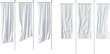 © Zaleman - White pennant flags mockup, blank vertical banners on flagpole with rounded, straight, pointed and double edges