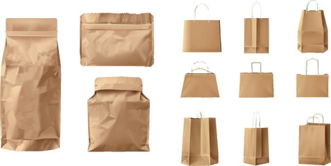 Aufkleber - Realistic set of brown paper bag