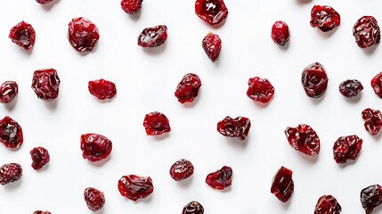 Poster - Creative layout made of dried cranberry on the white backgroundFlat lay Food concept : Generative AI
