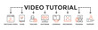 © Dawiyyah - Video tutorial banner web icon vector illustration concept with icon of watching video, guide, teacher, software, learning, screen recording, online training, support