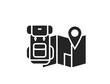 backpack and map flat icon. travel, hiking and vacation symbol. isolated vector illustration for tourism design