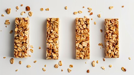 Poster - Creative layout made of granola bar on the white backgroundFlat lay Food concept : Generative AI