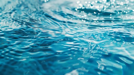 Aufkleber - Water Layout surface with ripples Blue water transparent clear texture BackgroundCircle wave pattern water splash well free space display product banner Water Background : Generative AI