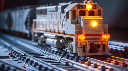 Poster - Replica of the Wabtec Locomotive Model 39732 by MRS and in the background the Station Eng Passos by Frateschi : Generative AI