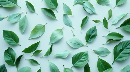 Poster - Creative layout made of green leaves Flat lay Nature background : Generative AI