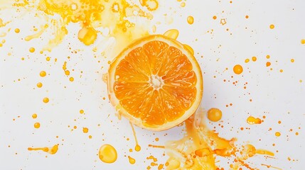 Aufkleber - Creative layout made of orange with watercolor spots on the white background Flat lay Food concept : Generative AI