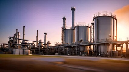 Poster - Oil Refinery Glow Generative AI