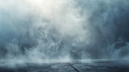Fototapete - Abstract background with concrete ground and foggy clouds and mock up place Landing page concept : Generative AI