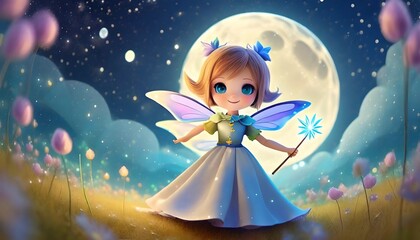 Wall Mural - fairy princess with magic wand