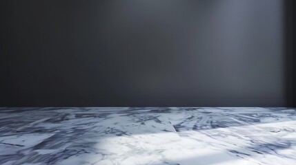 Wall Mural - Empty dark abstract room of white marble flooring with for interior decoration used as studio background wall to display your products : Generative AI