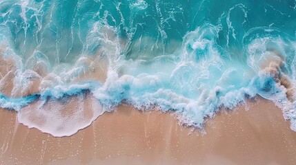 Wall Mural - beach waves top view close up. Selective focus