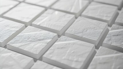 Poster - Close up Modern floor abstract white concrete tile wall background and texture Abstract background or seamless pattern of tiles in white and gray colors Square ceramic mosaic cube patt : Generative AI