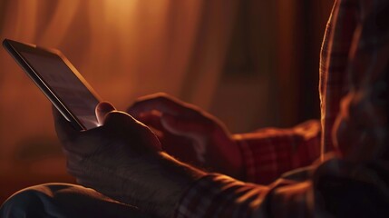 Poster - Man watching videos online on tablet : Generative AI