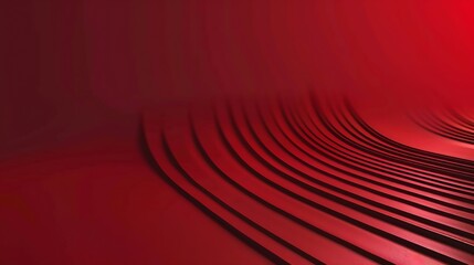 Fototapete - Red background with black abstract lines : Generative AI