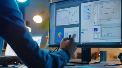 Leinwandbilder - Team of Creative Web Graphic Designer planning drawing website ux app for mobile phone application and development template layout process to developing prototype wireframe User experi : Generative AI