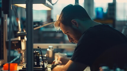 Poster - Man working in design and engineering architecture office : Generative AI
