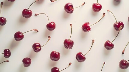 Aufkleber - Creative layout made of cherry on the white background Flat lay Macro concept : Generative AI