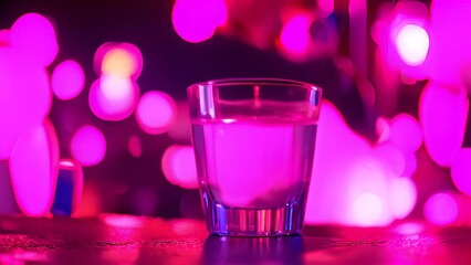 Poster - Pink Liquid in Glass on Table Generative AI