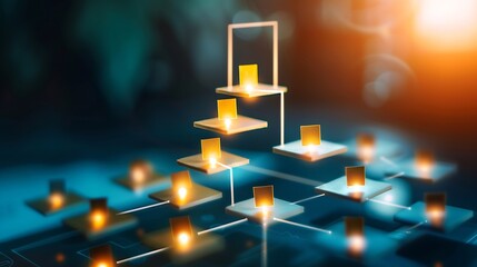 Aufkleber - Business hierarchy  company structure concept Business process plan and workflow automation flowchart Virtual screen Mindmap or Organigram Relations of order or subordination between m : Generative AI