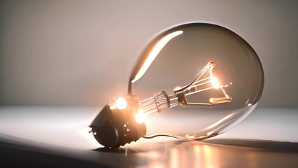 Poster - Light Bulb Illuminating Table Surface Generative AI