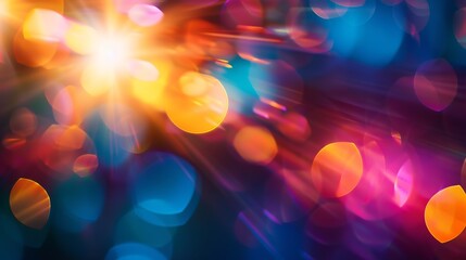 Aufkleber - Blurred glow Dark art background Colored optical lens flare Abstract design : Generative AI