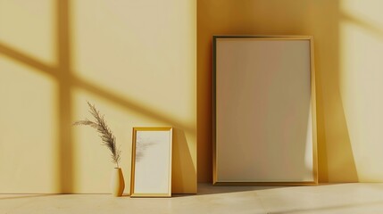 Poster - The layout of the frame is 3x4 30x40 Layout with one gold frame Clean modern minimalistic bright Portrait Vertical : Generative AI