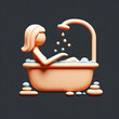 cartoon woman taking bath